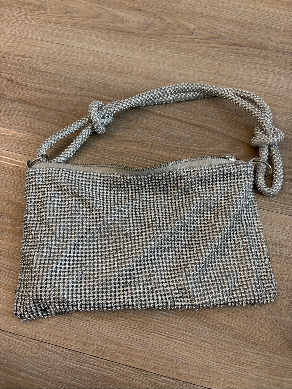 Sparkling Silver Crystal Mesh Shoulder Bag
